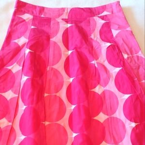 Pink large dot cotton/silk skirt